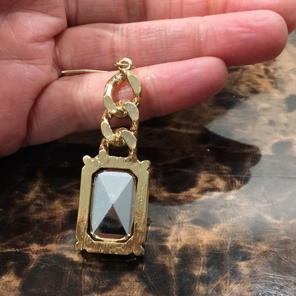 Large Gold Rhinestone Earrings - Picture 8 of 9